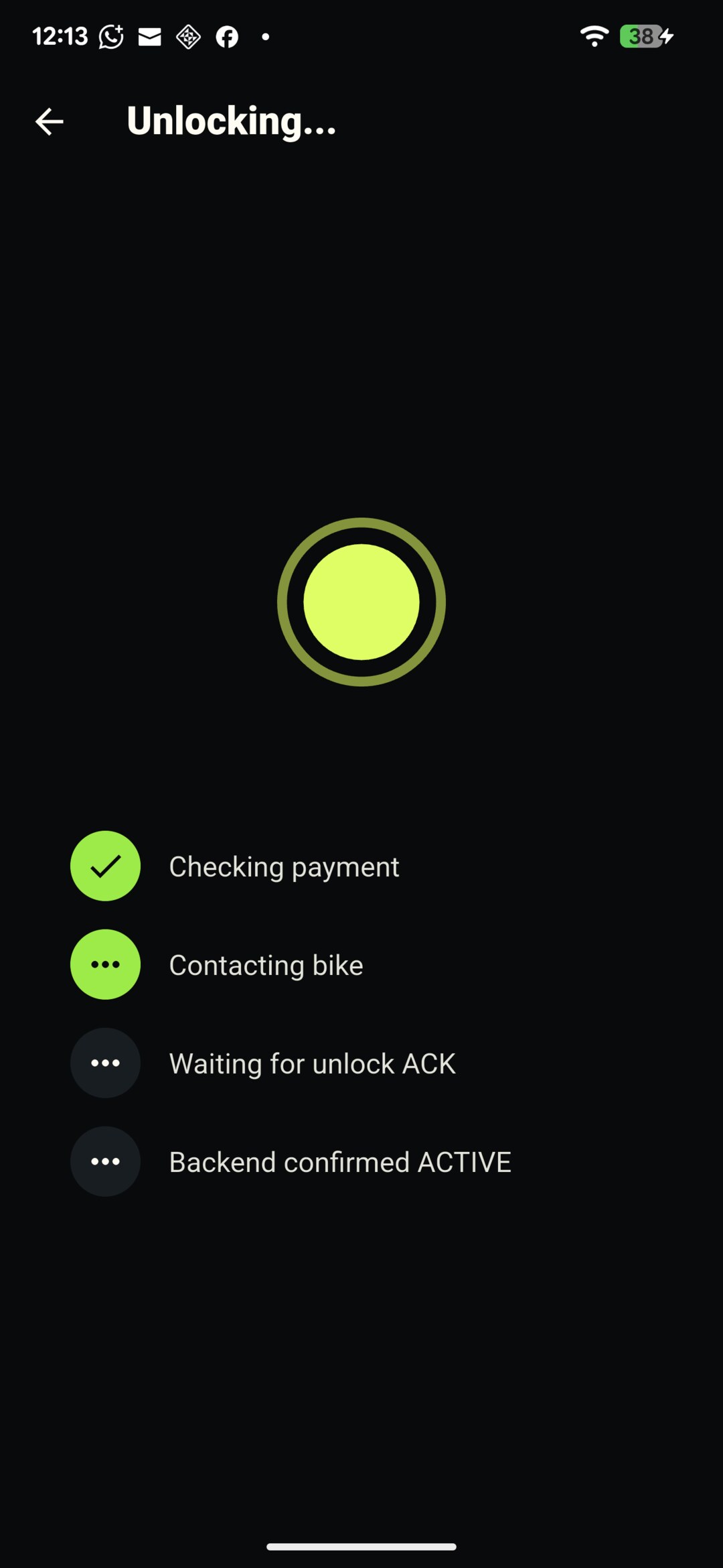 Farra app unlocking a bike after the QR scan