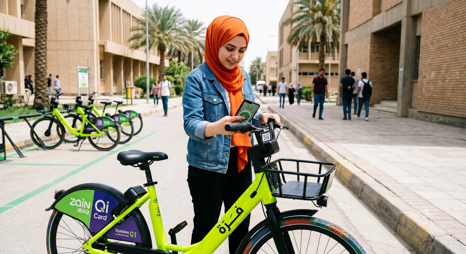 A Farra rider on a university campus